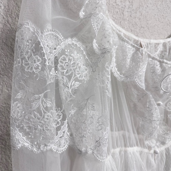 For Love & Lemons Forever Bridal Robe White Lace Sheer Wedding Feminine XL - Picture 4 of 10